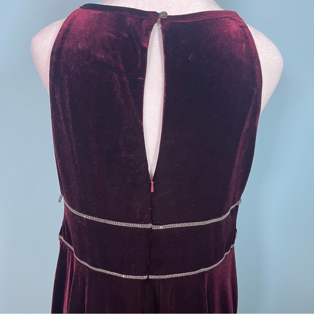 Oleg Cassini Burgundy Velvet Elegant Sheath Maxi Dress Size 14W (Altered) - Picture 10 of 14